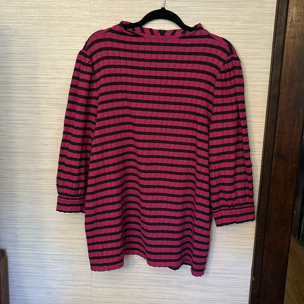 Talbots 3/4 sleeve striped blouse with shoulder seaming